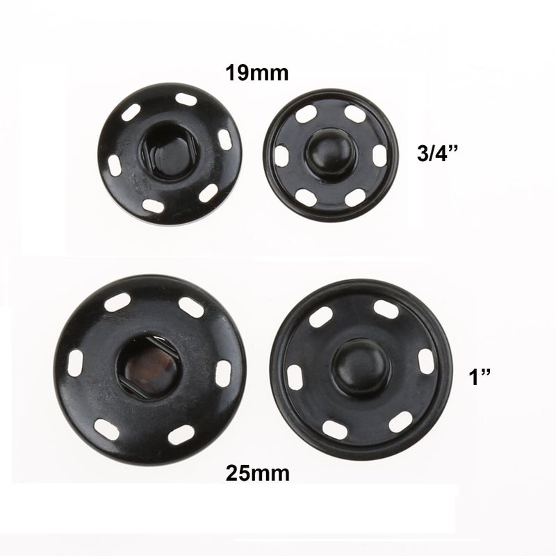 COTOWIN Sew-On Snaps,Black Press Buttons,Pack of 10,25mm - Image 4